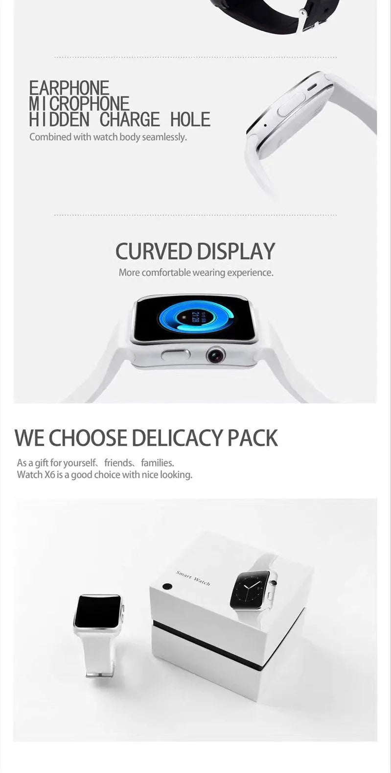 Smart watch with 1.54-inch display and silicone strap in black colour, showing time and notifications on screen.
