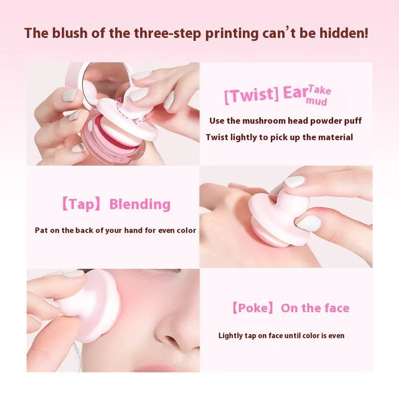 Compact of shimmer powder blush mud in nude shades including Oxygenated White Peach.