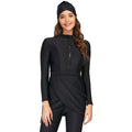 Black conservative full coverage ladies swimsuit burkini with quick-dry lining