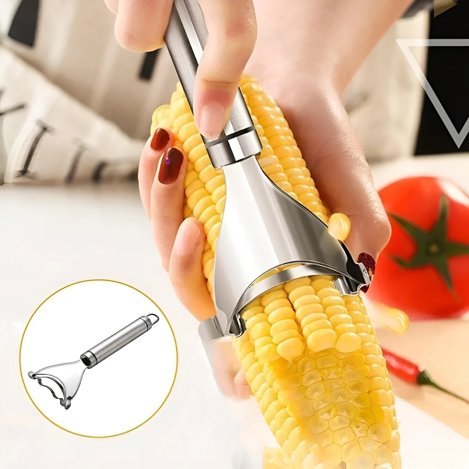 Stainless steel corn planer measuring 18cm with 75g weight for kitchen use