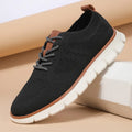 Men's grey and black fly woven mesh sneakers with round toe and low-heel design