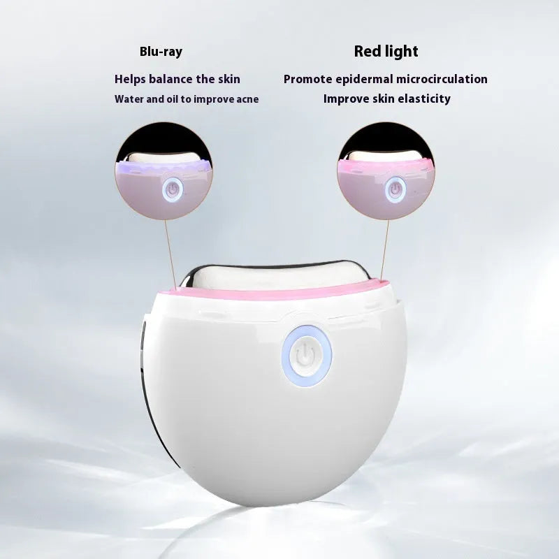 French pattern household electric scraping device with red and blue light therapy for facial skincare treatment