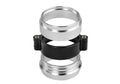 Aluminium fixed movement clamp for automotive turbine exhaust downspouts in black, blue, or red