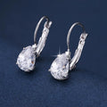 Drop-shaped copper earrings with platinum inlaid gem, gold or platinum plating, approximately 2.5 cm long