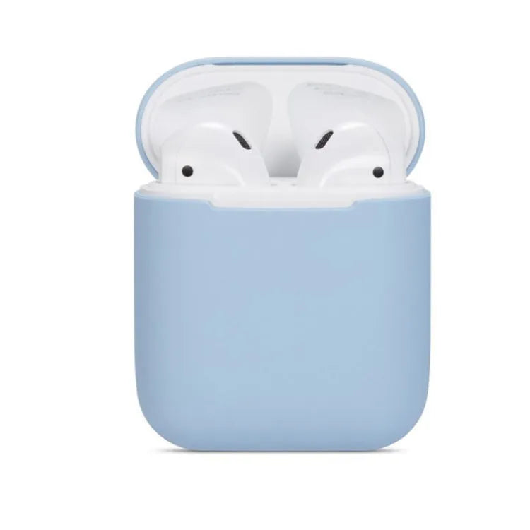 Soft silicone case for Apple AirPods in various colours, measuring 55.18 x 47.10 x 27.71mm