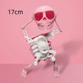 3D printed skeleton man toy in 22cm and 17cm sizes with dancing skeleton pink white, red green, and white options