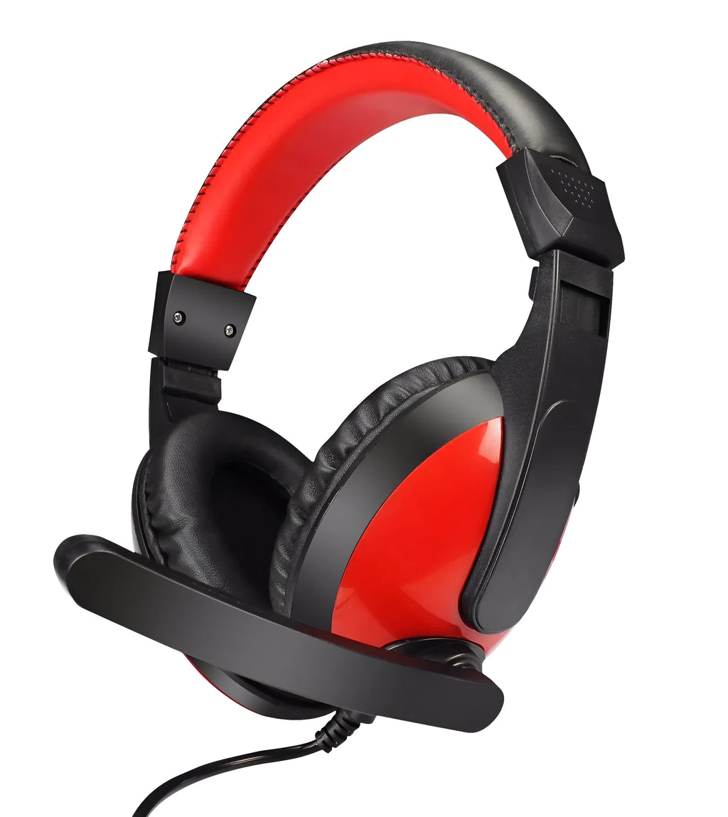 E-sports gaming headset with 40mm speakers and omnidirectional microphone in blue and red colour options