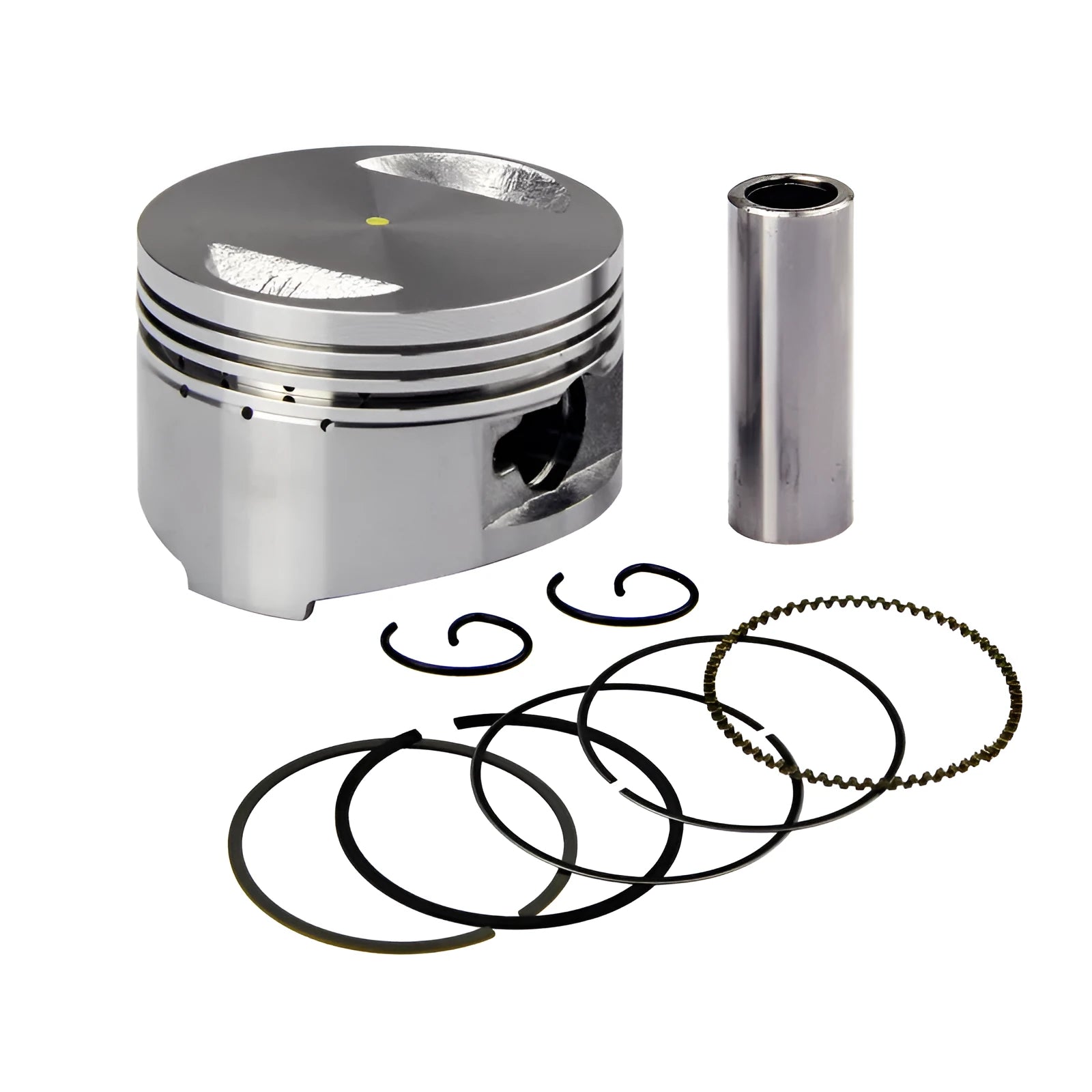 GY6 engine piston kit for 125cc scooter applications with rings and pins included