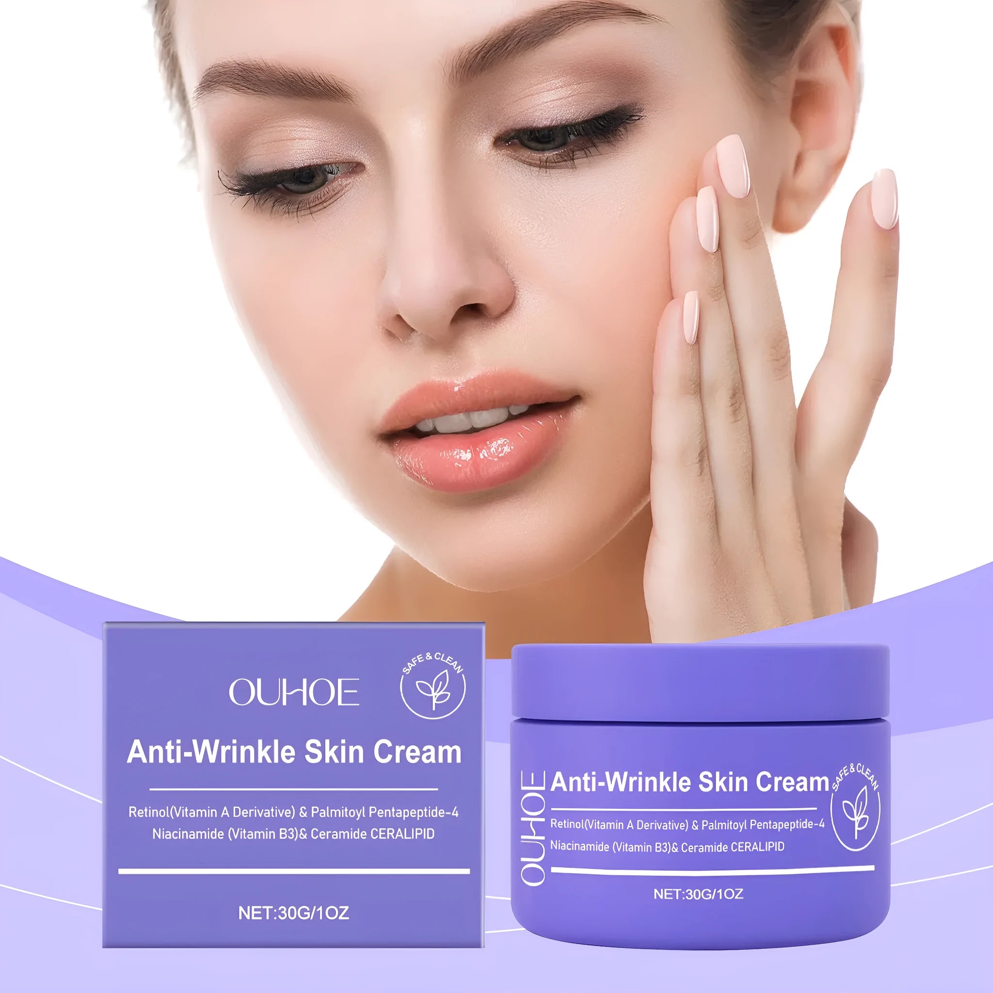 30g daily neck cream container with retinol and ceramide ingredients