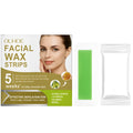 Gentle facial hair removal wax paper kit with 20 strips and 10 wipes for eyebrows and upper lip