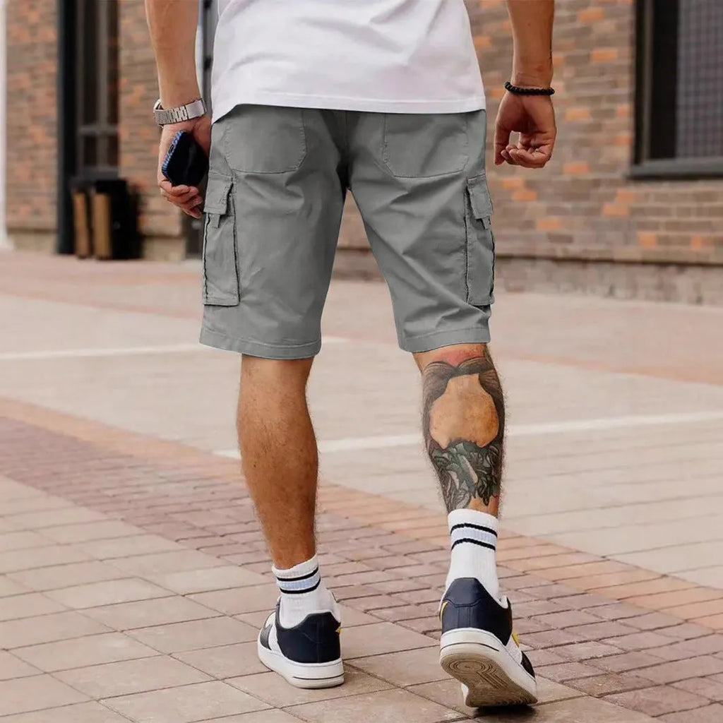 Men's loose fit cropped workwear shorts in four colours with straight leg design