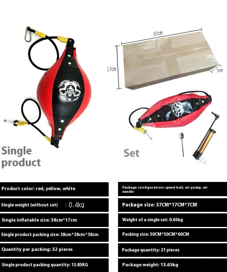 Black and red diamond pattern inflatable boxing speed ball with inflation needle