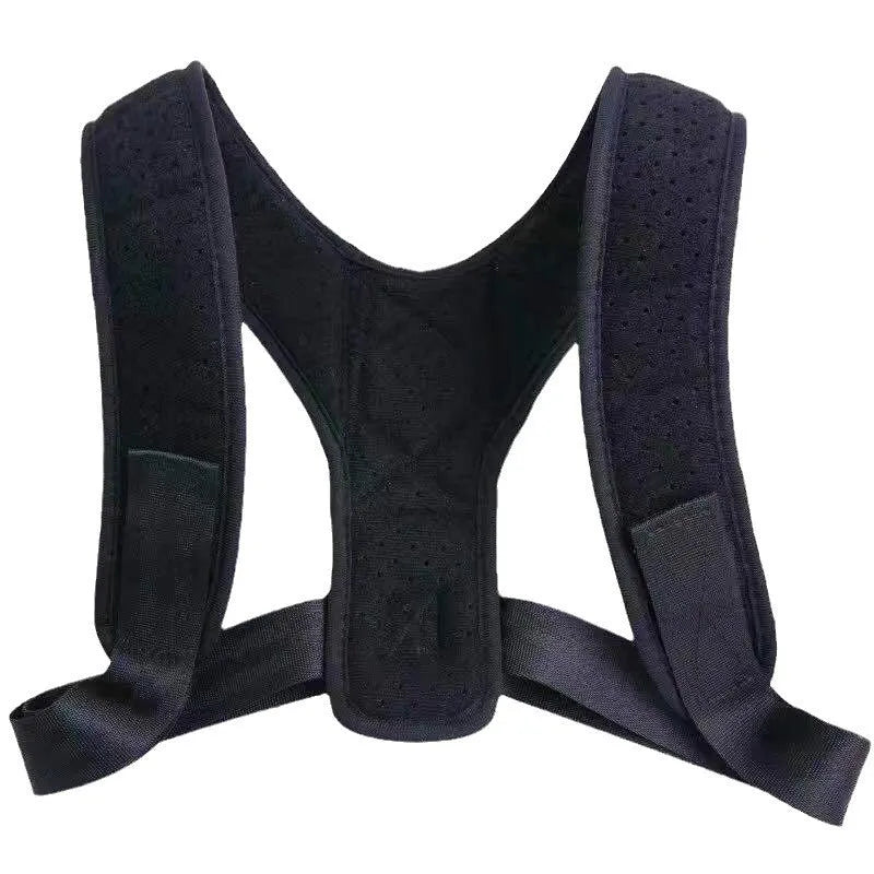 Adjustable nylon posture correction band with breathable mesh panels for back support during sitting
