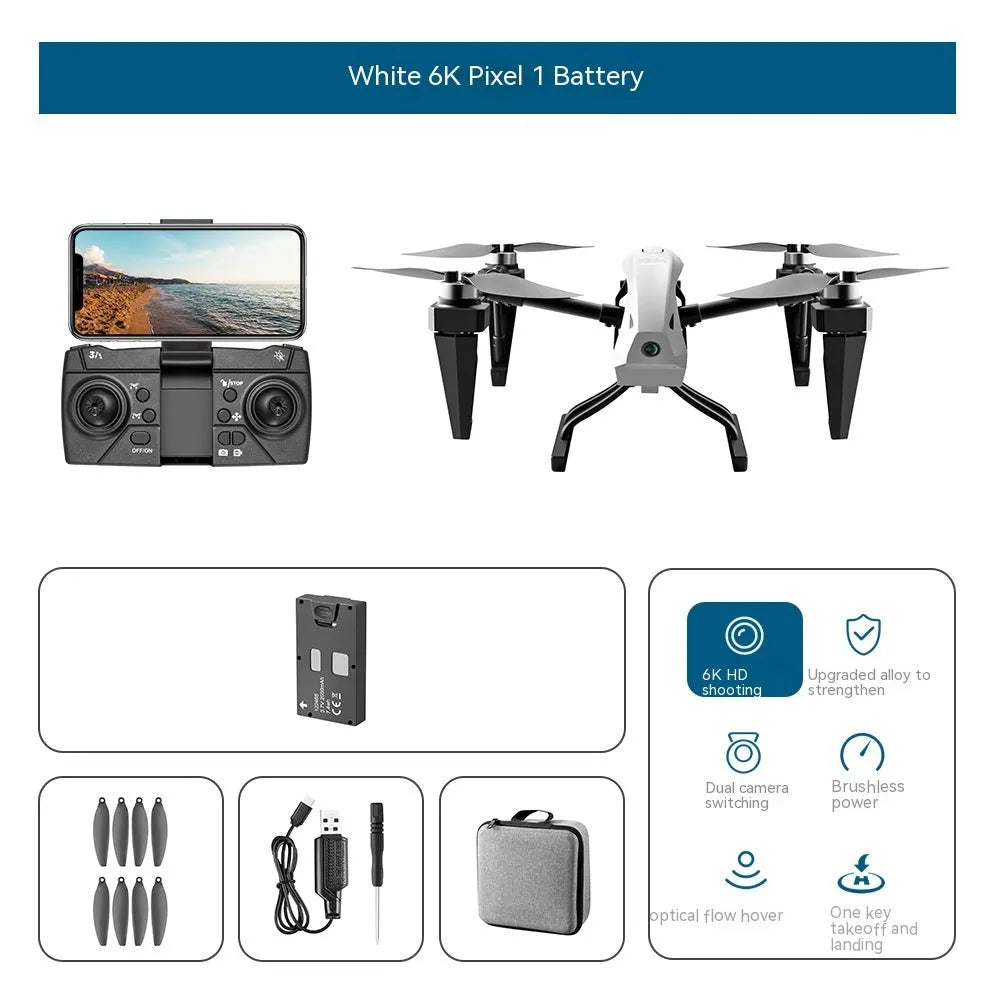 KS66 UAV drone with aluminium alloy brushless motor in white or black with camera