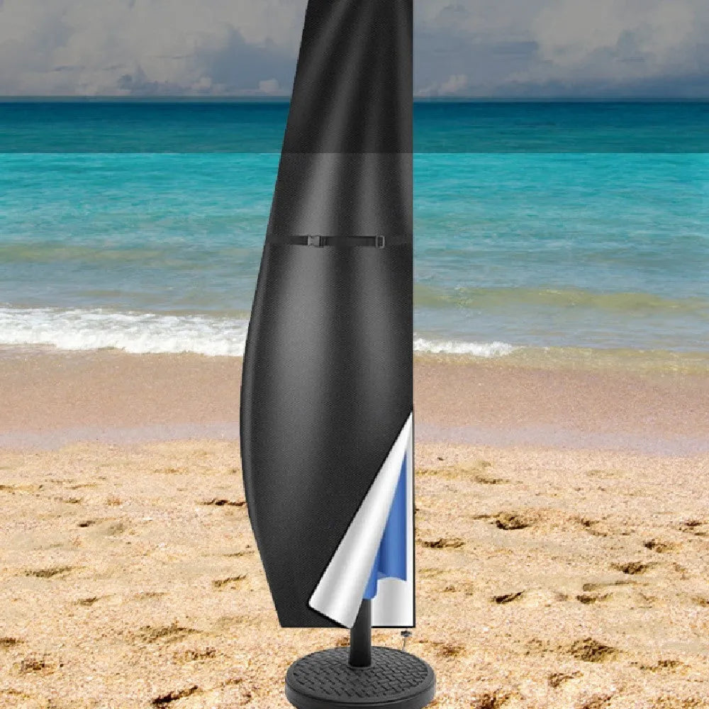 Waterproof Oxford cloth umbrella cover in grey, sized for banana-shaped offset umbrellas up to 280cm.