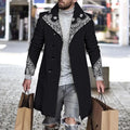 Men's woolen lapel jacket with 3D digital printing, single-breasted placket, and polyester blend fabric, shown in a colour option.