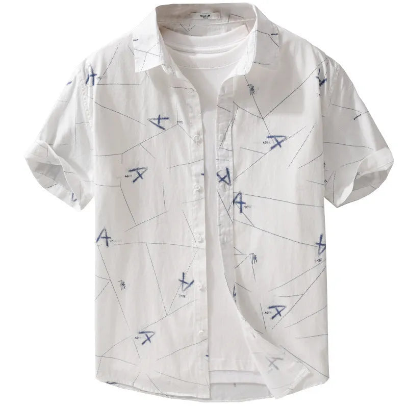 Pure cotton short sleeve shirt in loose cardigan style available in light green, light pink and white colours