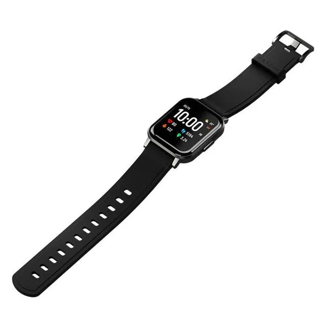 Black waterproof smart bracelet with 1.4-inch HD screen on silicone strap, showing health monitoring display