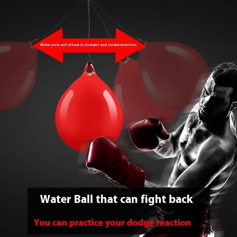 Red water-filled boxing ball with hook rope for martial arts training