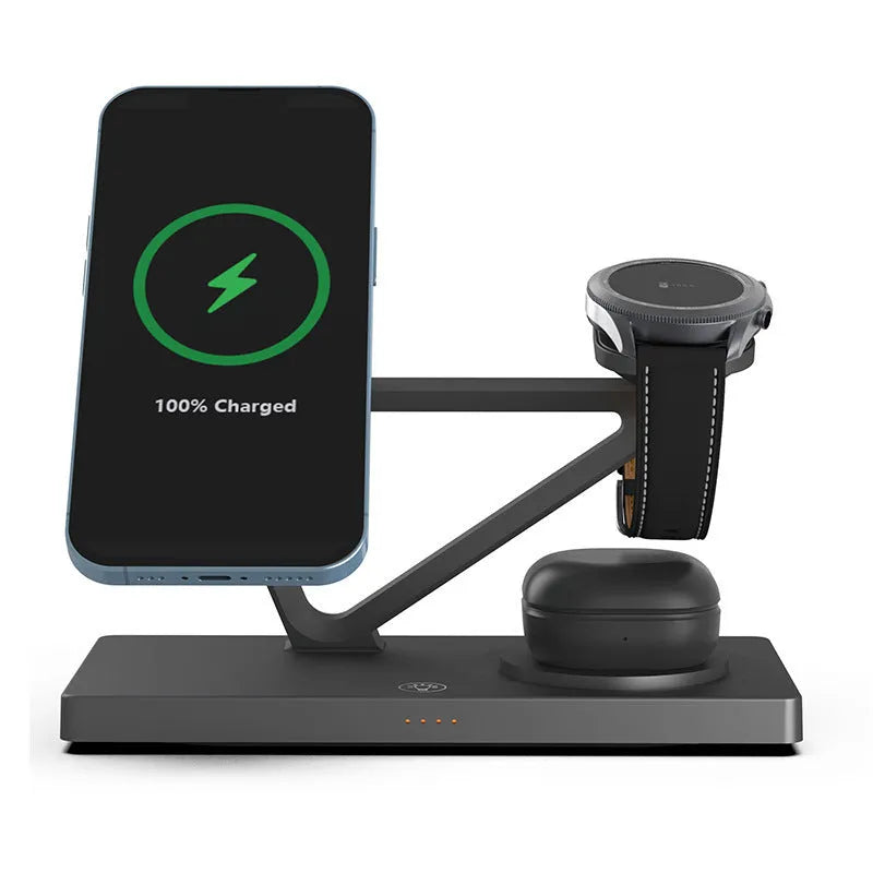 Five-in-one wireless charging night lamp with magnetic phone bracket, watch charging station and circular charging base