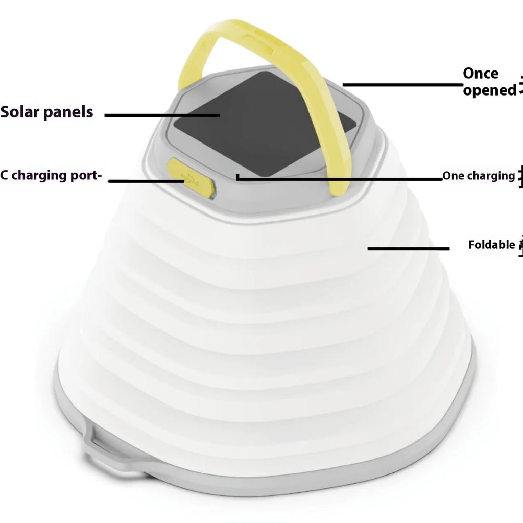 White camping lamp with 2000mAh rechargeable battery and single-key switch for tent lighting