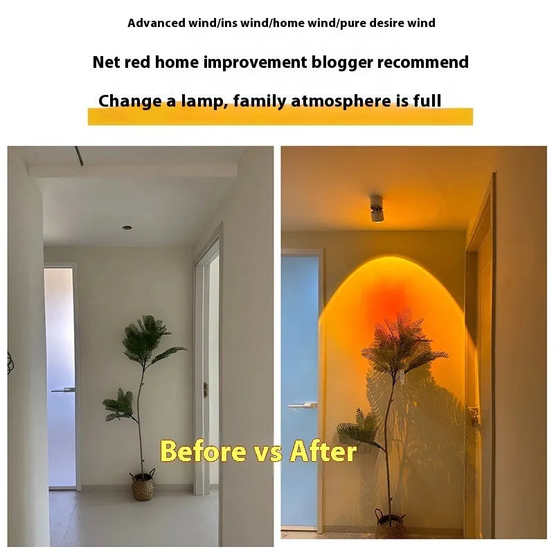 Sunset light wall spotlight with aluminium shell, 220V switch control, open-mounted or embedded 65-80mm fitting
