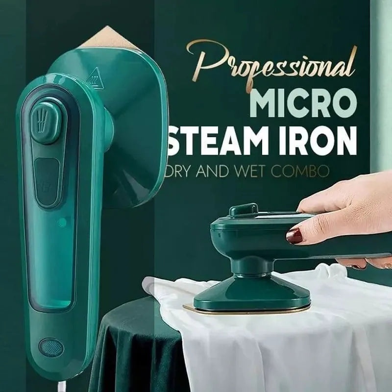 Dark green handheld garment ironing machine with titanium panel and steam function