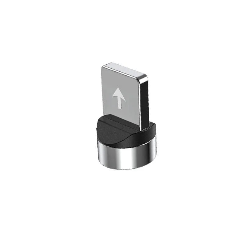Black spherical magnetic charging cable with LED light showing aluminium alloy connector