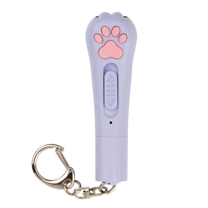 Plastic infrared cat teasing stick with rotating light, showing blue colour option