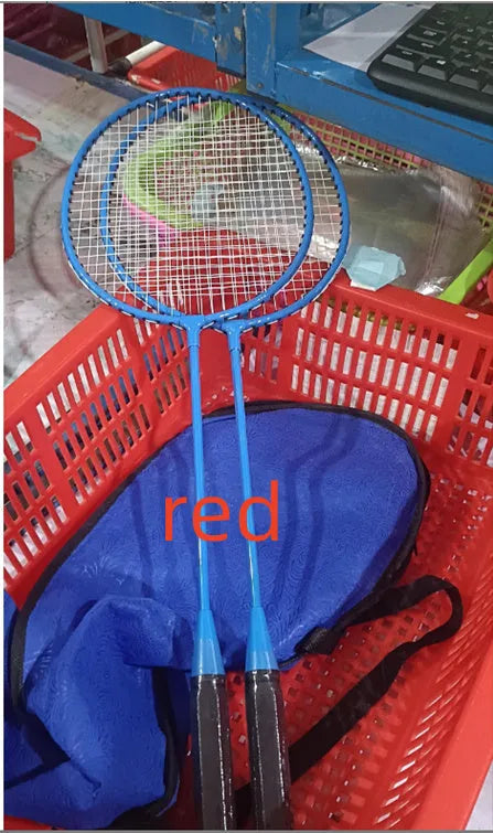 Alloy ultra-light split badminton rackets in blue and red, each under 300g, for table tennis play.