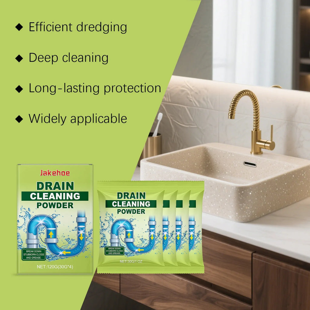 120g container of drain cleaning powder with sodium hydroxide formula for unblocking sinks and pipes