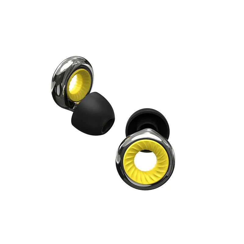 Soft silicone noise reduction earplugs in five colours with storage box and spare ear caps