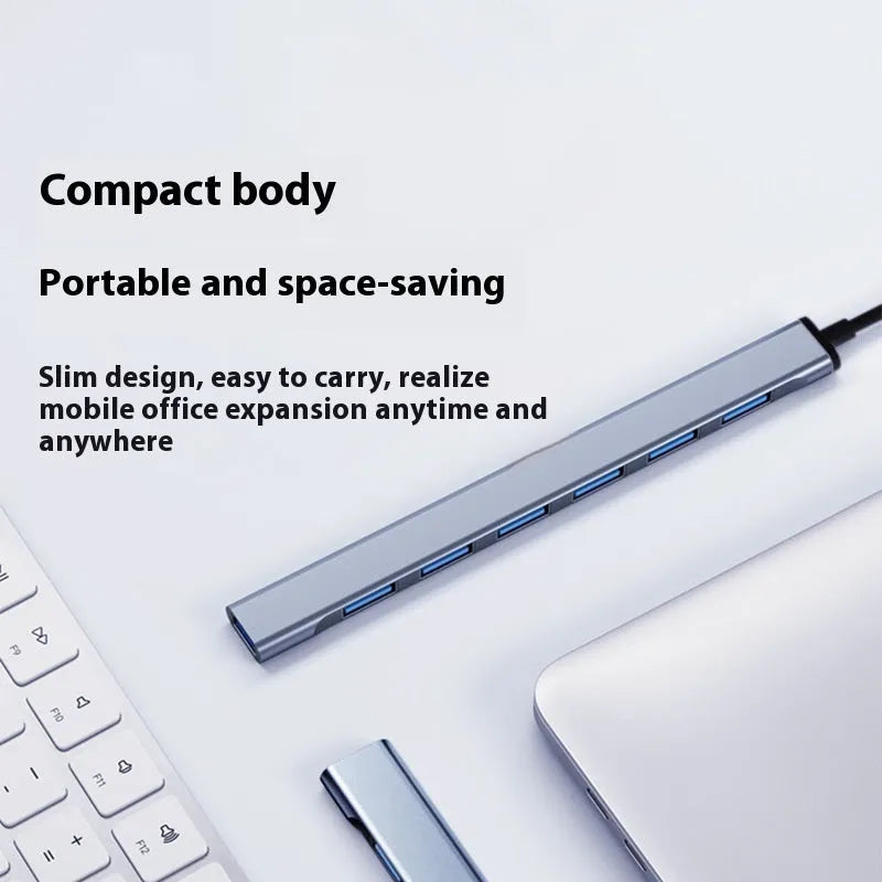 Blue Type-C to 7 USB docking station with 0.1m cable and 10Gbps transmission rate