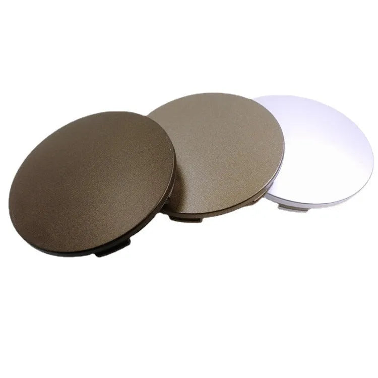 65mm ABS plastic car hub centre cover in antique copper or silver finish with steel ring.