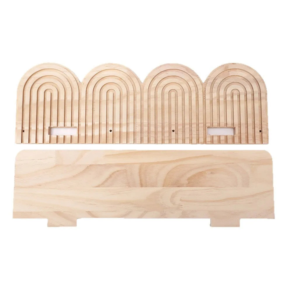 Solid wood wall flower pot storage rack with multiple shelf layers for indoor plants