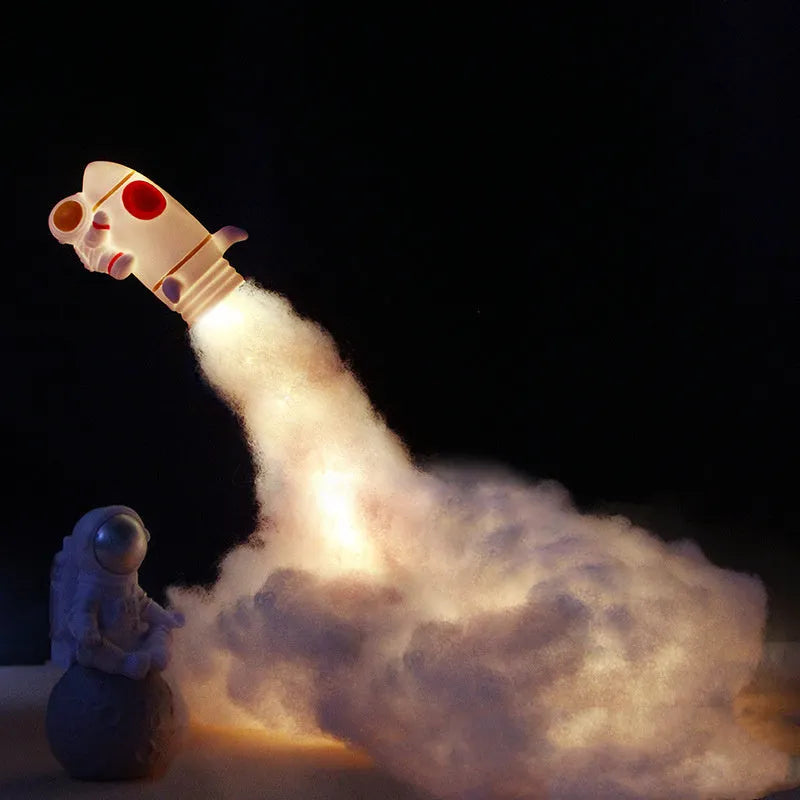 DIY LED astronaut rocket night light kit with 19cm chassis and warm light for desktop decoration