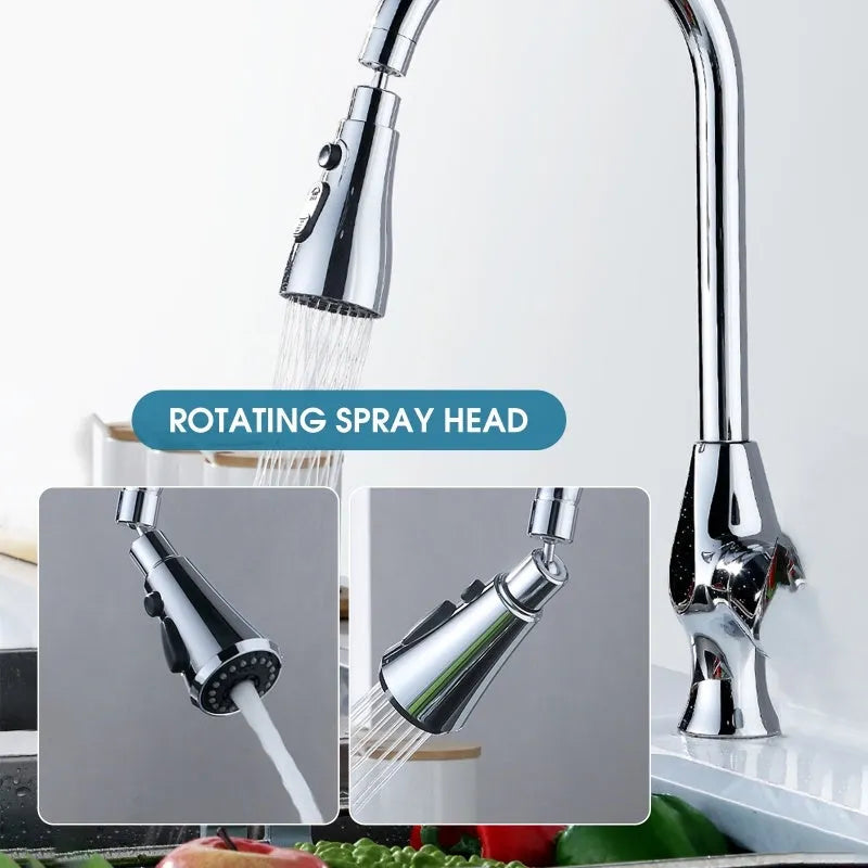 Universal faucet sprayer in matte black with 360-degree rotation and three cleaning modes for kitchen use