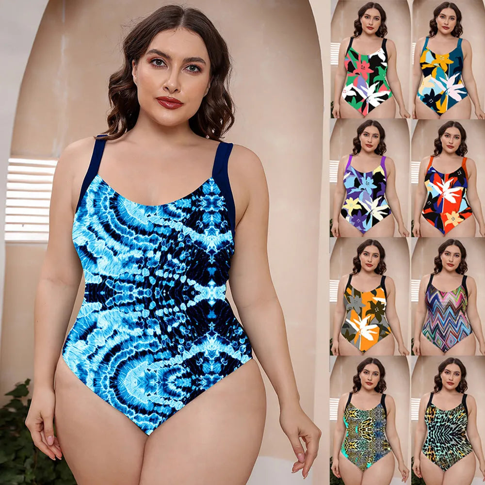 One-piece swimsuit with floral print and spaghetti straps, conservative design for hot spring bathing