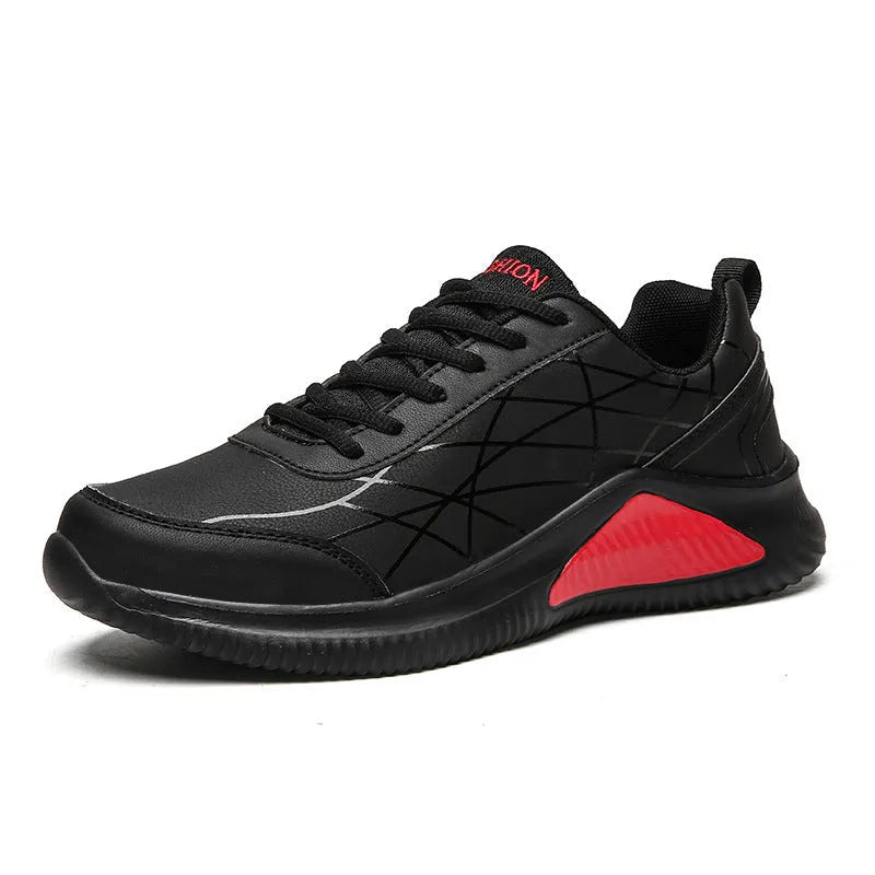 Men's casual running shoes with microfiber upper, mesh lining and PU sole, colour matching pattern, sizes 39-44
