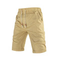 Men's solid colour cotton blend sports shorts with drawstring waist and zipper pocket.