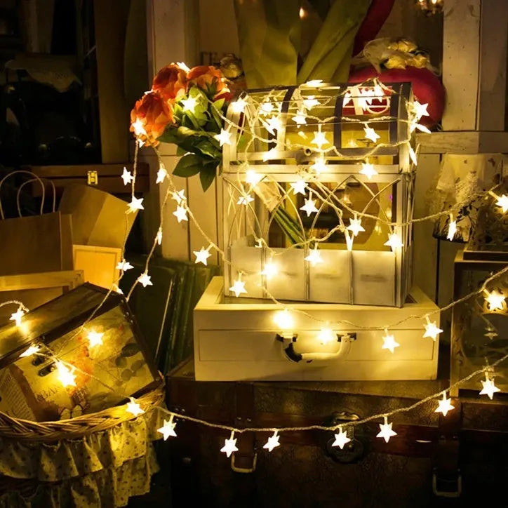 3 metre LED star light string with 20 warm white lights for outdoor holiday decoration