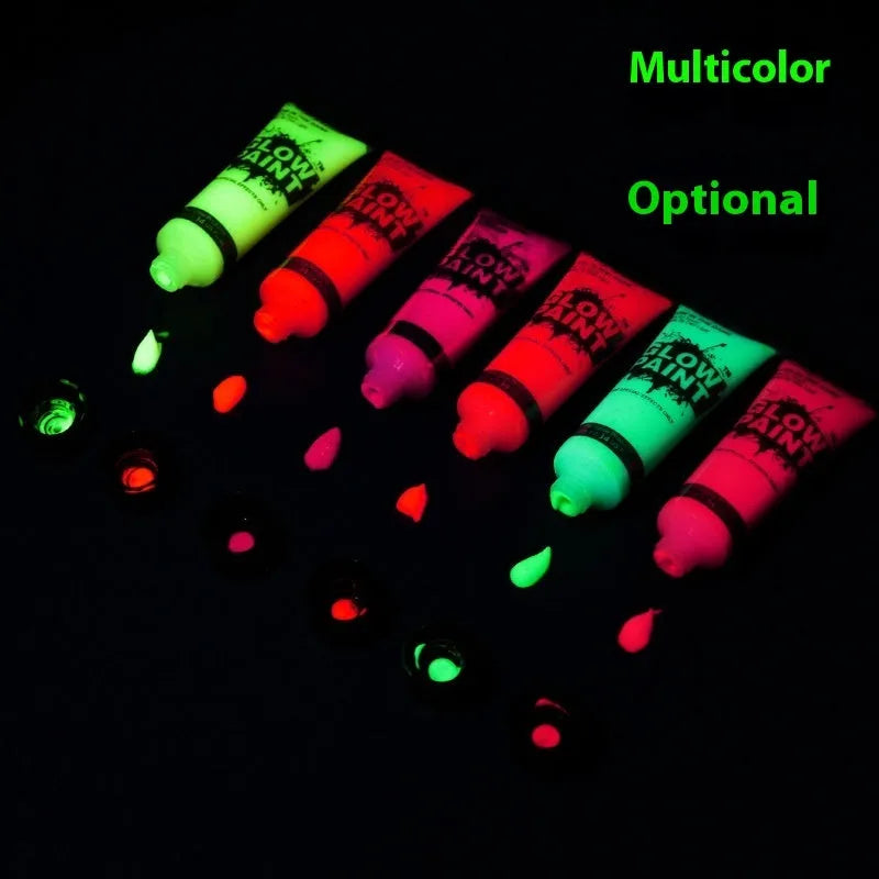 25ml tubes of neon face and body paint in six colours: red, yellow, green, purple, orange, pink