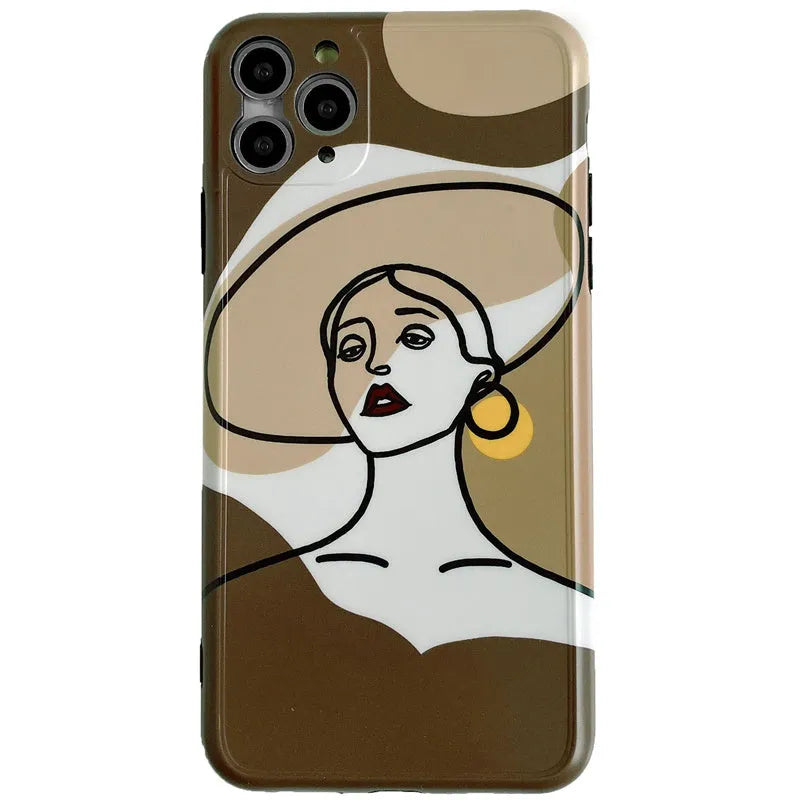 Orange yellow cartoon line art iPhone case for Apple iPhone 11 Pro Max with soft gel construction