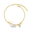 Silver-gold women's bracelet with peace buckle design, white chalcedony stone and starry sky decorations