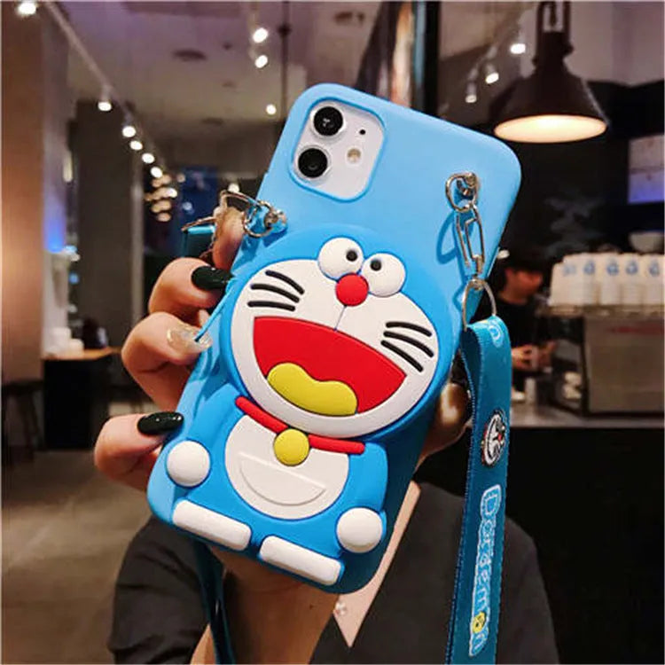 Cartoon camouflage silicone wallet case for Huawei phones in multiple colours, showing card slot.