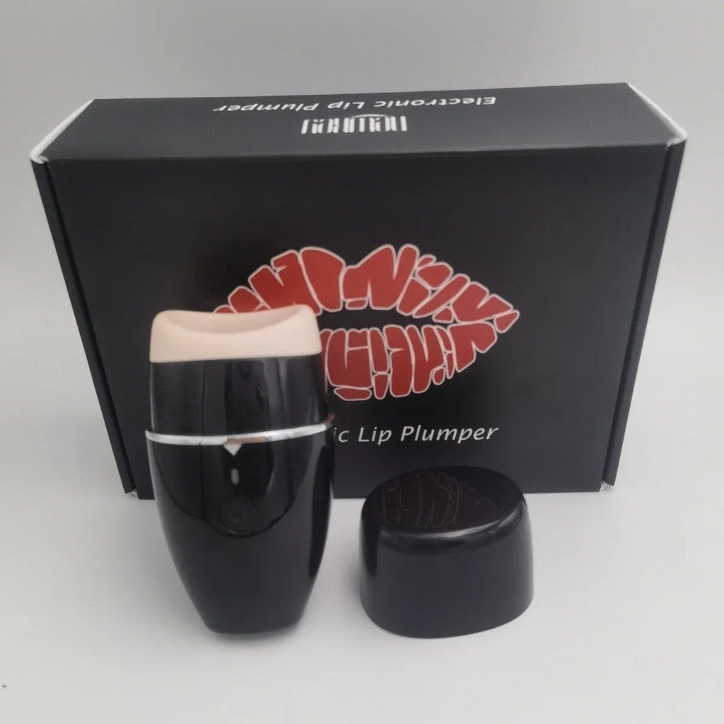 Black electric lip plumper with silicone nozzle and USB cable