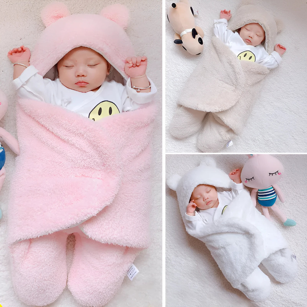 Baby sleeping bag envelope in cotton with flannel and 200G imitation silk cotton layers, 65cm or 75cm