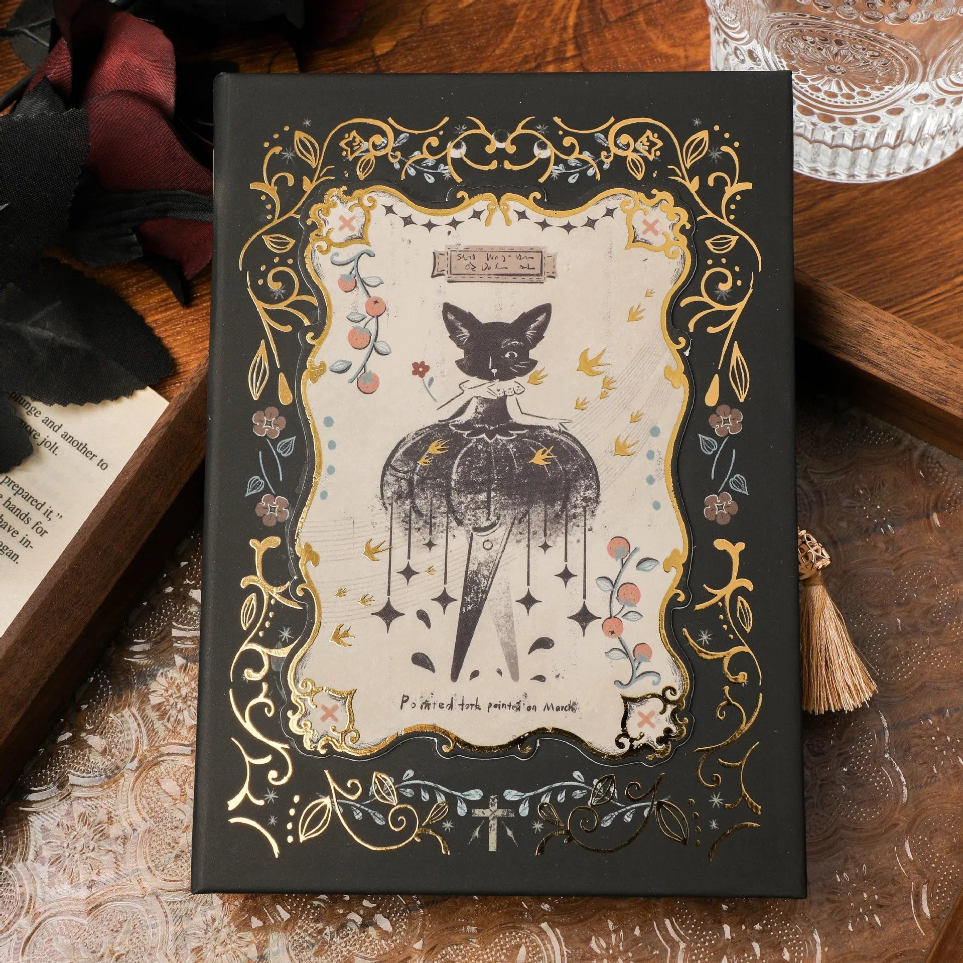 Retro Art THALO A5 notebook with gothic style cover, 40g wood pulp paper, and 11.6 x 16.5cm size