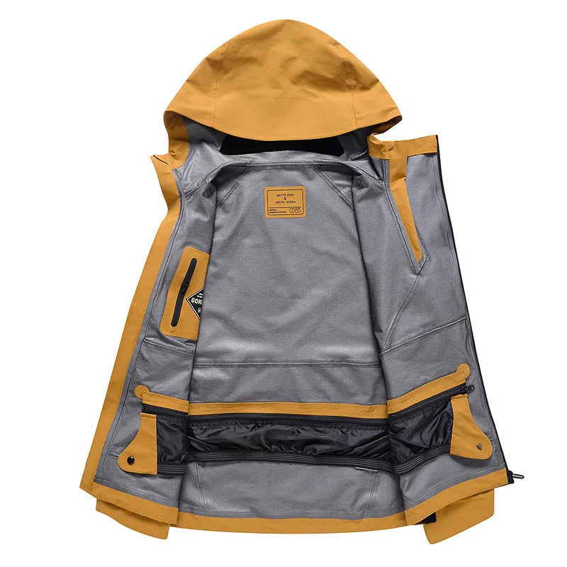 Ski suit in yellow, black, grey, or liner colour with thin windproof waterproof veneer double plate for ice and snow sports