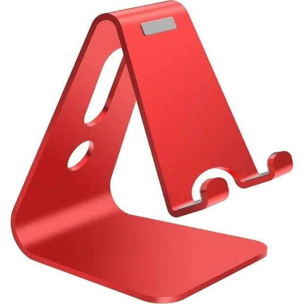 Aluminium alloy universal phone and tablet stand in black, red, rose gold, and silver colours